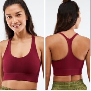 Fabletics Reversible Green and White Skulpknit Bra